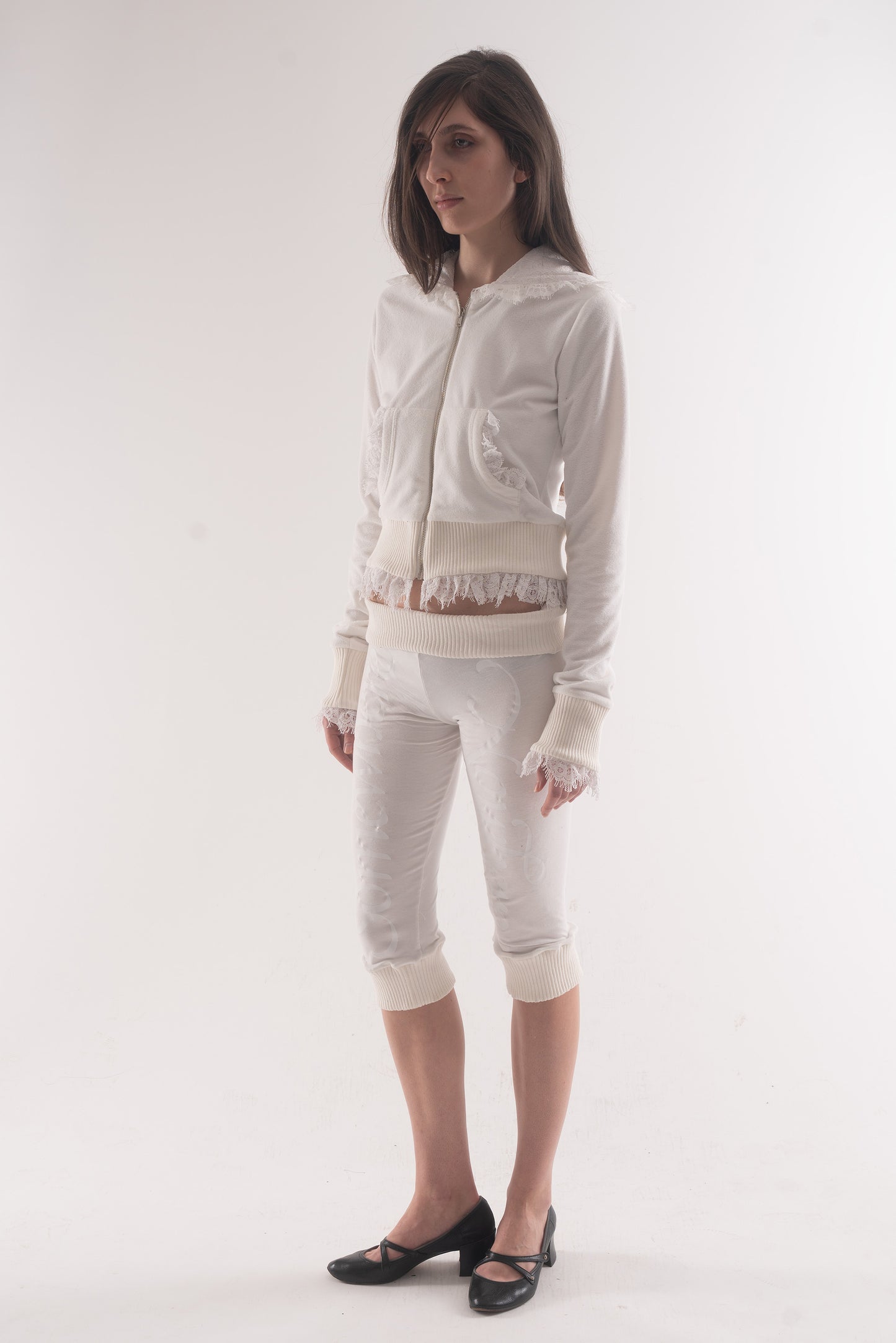 Nowhere zip up hoodie - White