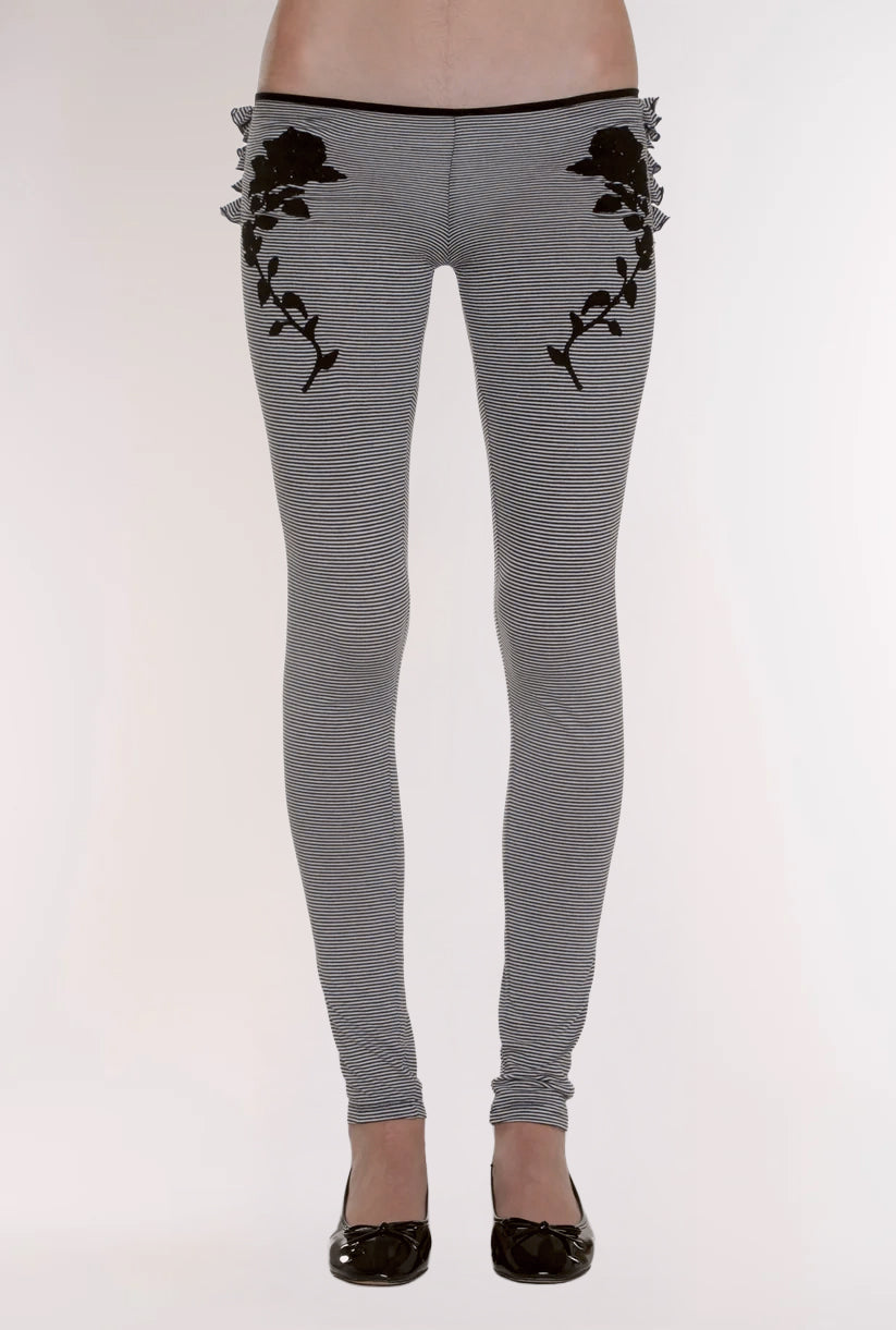 Magnolia frilled leggings - navy and white