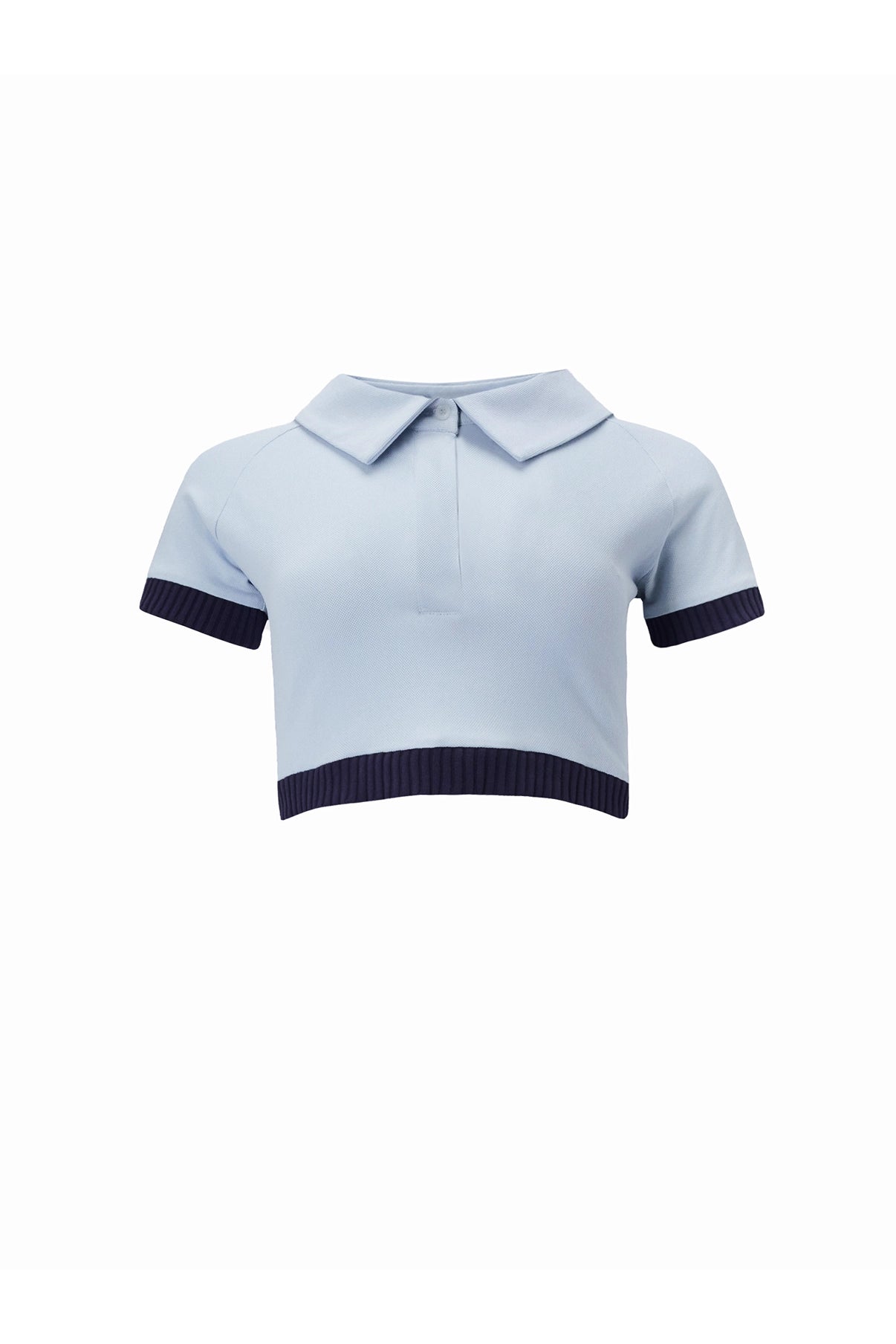 elle crop polo top - baby blue
